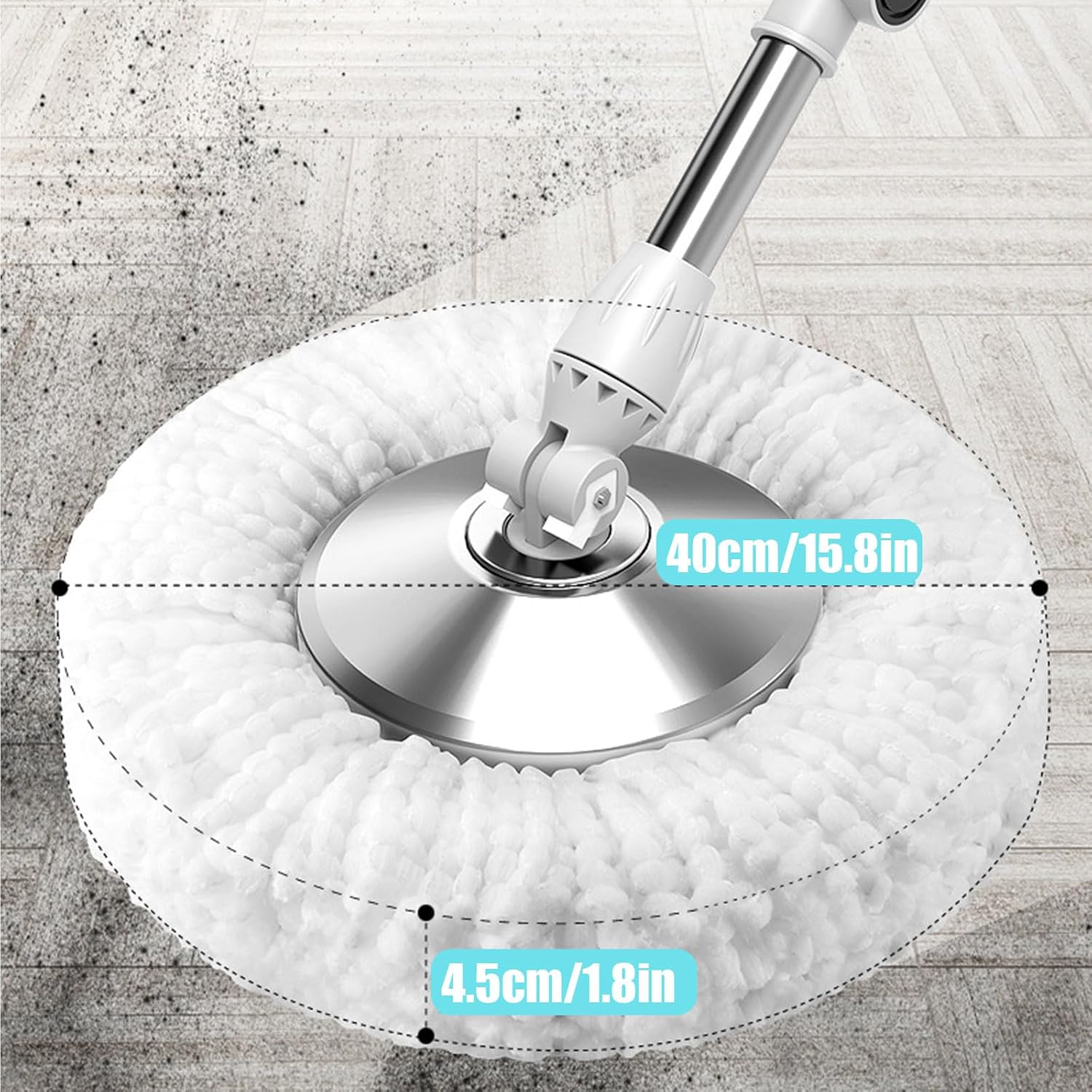 Spin Mop and Bucket with Wringer Set for Home, 4 Extra Washable Microfiber Mop Pad Heads Refills, Floor Cleaning System for Hardwood, Wood, Laminate, Tile