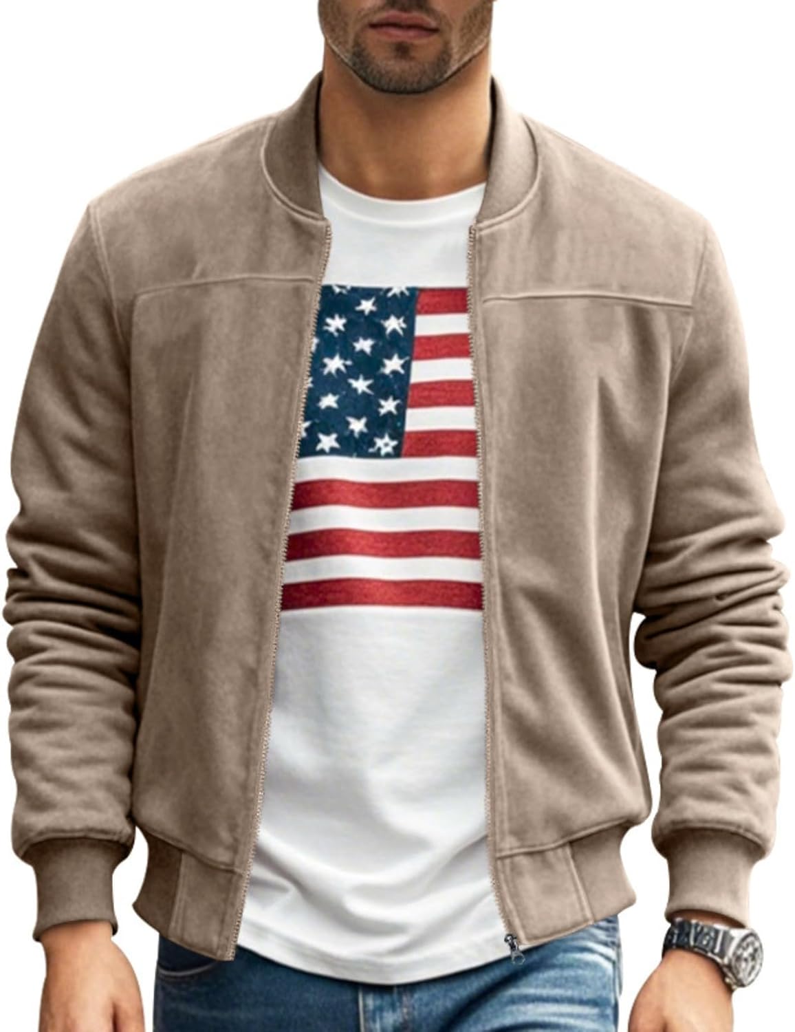 LIZALIG Men's Casual Solid Color Jacket Autumn Winter Cardigan Zipper Loose Warm Jackets for Vacation and Daily Life - Image 3