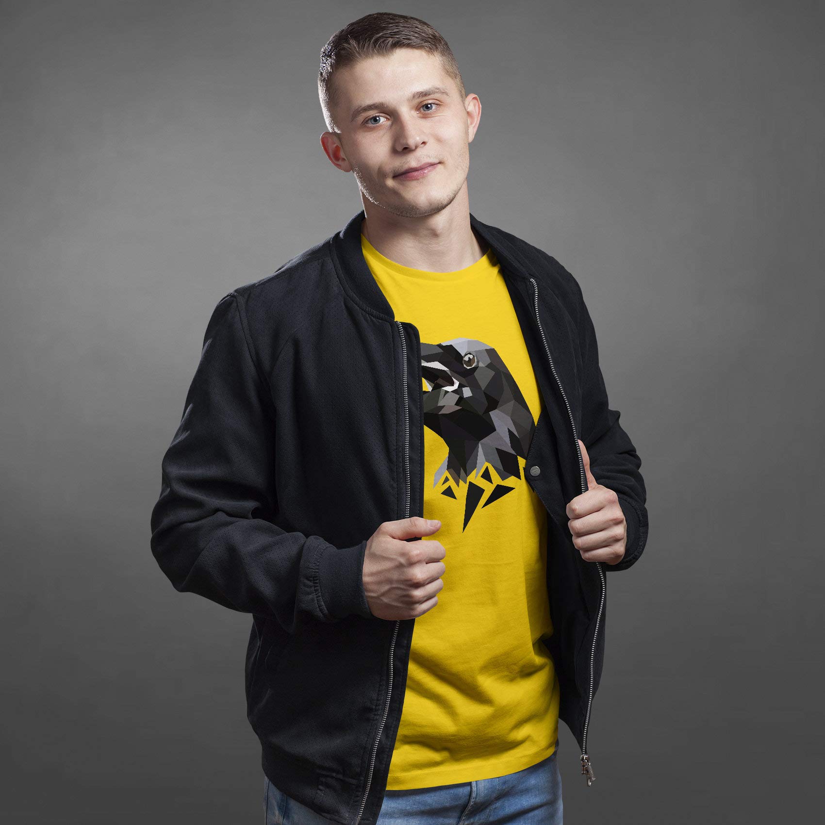 Black Crow kruk koszulka - ptak sztuka Halloween przestraszyć koszulka z nadrukiem - obraz horroru kolorowy t-shirt natura - strach na wróble prezent