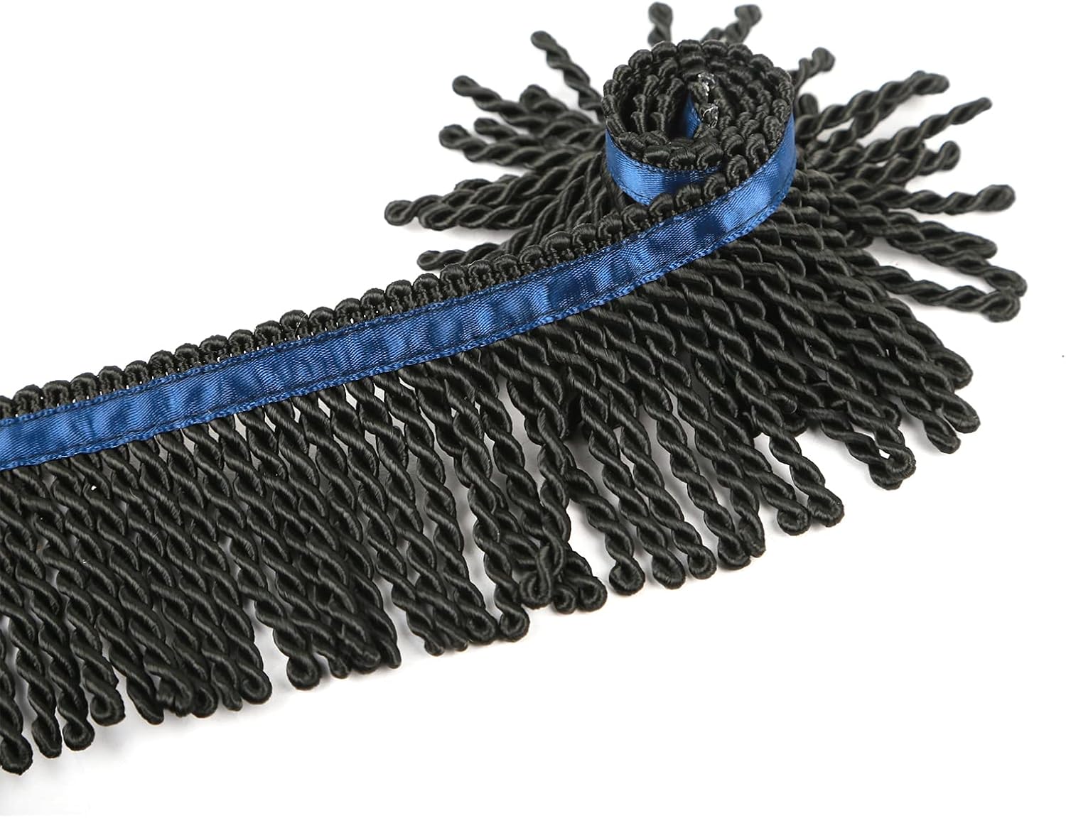Bullion Fringe Trim and Embellishments 5/10 Yard X 2.5 Inches Fabric Trims Sewing DIY Decoration for Clothes Gold Hebrew Fringes with Blue Ribbon