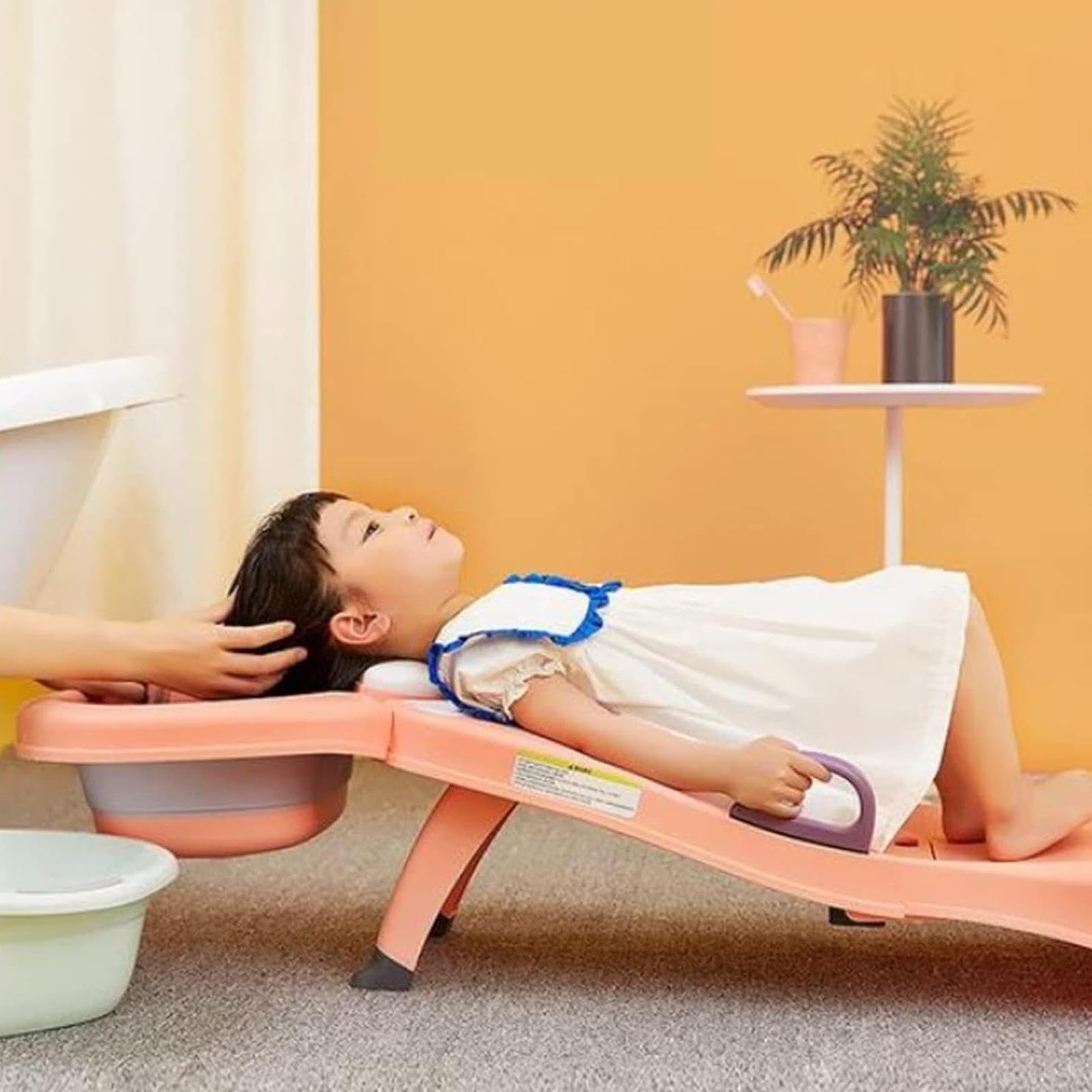 Haarwaschhilfe Kinder, Shampoo Stuhl Kinder, Shampoo Stuhl, Kinder Shampoo Stuhl, Faltbarer Haarwaschsalon Stuhl für Kleinkinder mit Shampoo Becken für