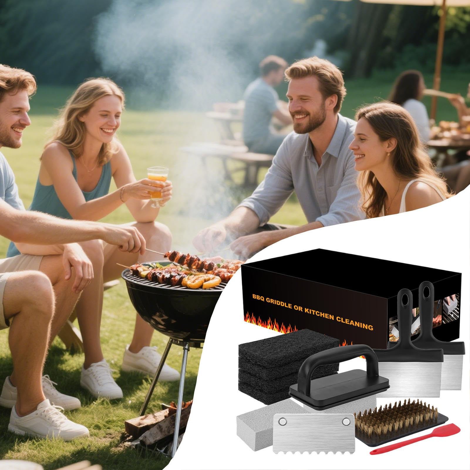 Almohadillas Limpiadoras Para Planchas Almohadillas de Limpieza para | Estropajo Ergonómico Multifuncional Resistente Al Calor Para Pala, Rejilla Y Utensilios De Cocina Para La Playa