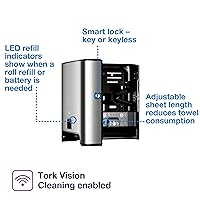 Vista 2 de Dispensador de Rollos de Toallas de Mano Tork Matic con Sensor Intuition, Acero Inoxidable, Imagen, H1, Dispensación de Una a la Vez - 461202