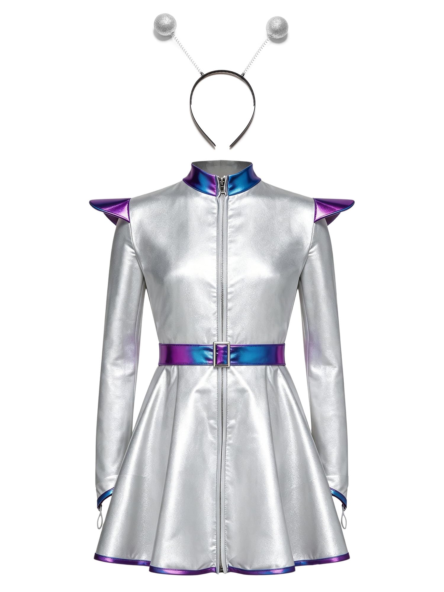 Disfraz de Alienígena para Niños Evita Rozaduras Traje Robot Espacio Plata 9-10 7