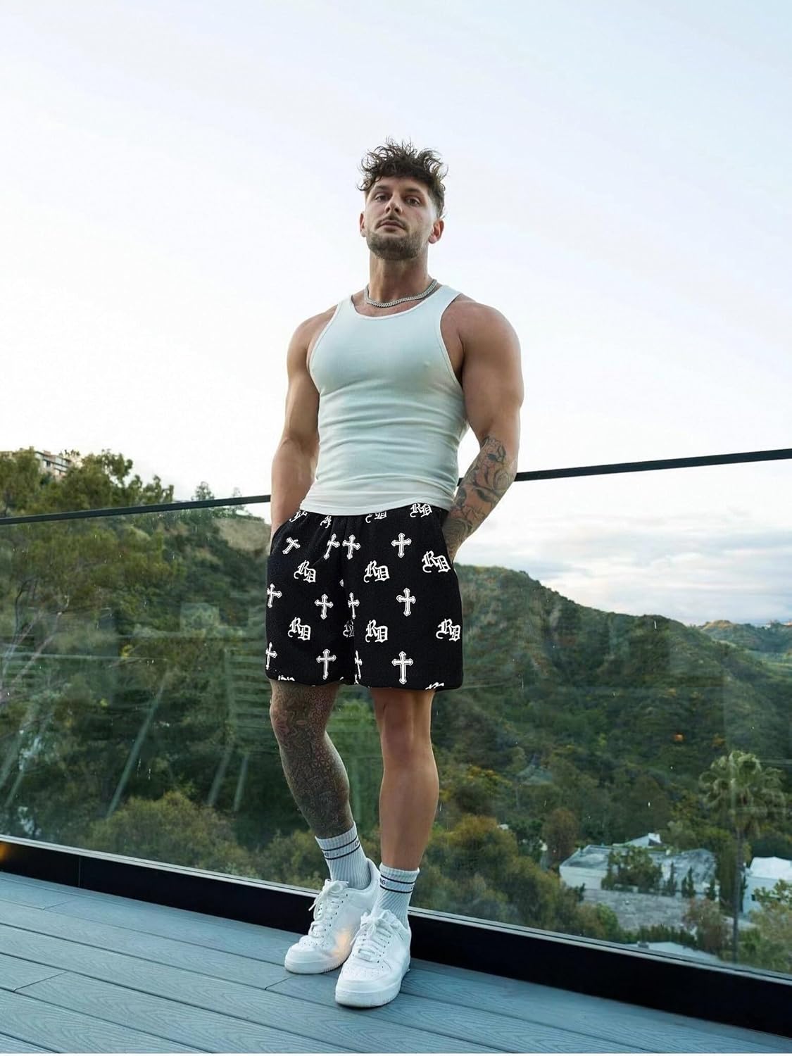 Lsweioad Mens Graphic Shorts Quick-Dry Mesh Sweat Shorts Men Camo with Pockets for Gym Basketball - Image 3