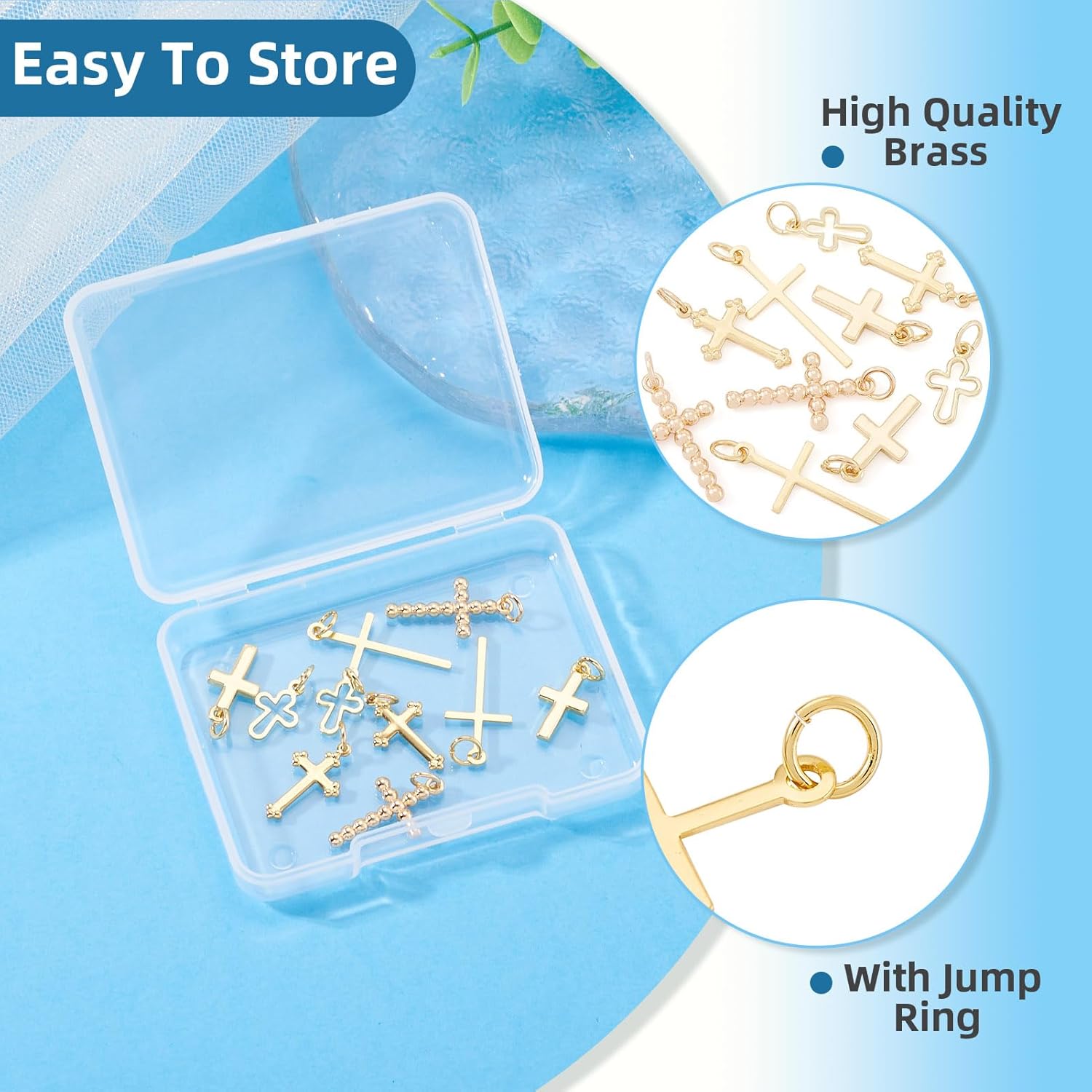 Craftdady 10pcs Golden Cross Pendants Brass Metal Necklace Religion Cross Pendants Small Bracelet Earring Dangle Charms 12-23 mm for DIY Craft Keychain Jewelry Making - Image 4