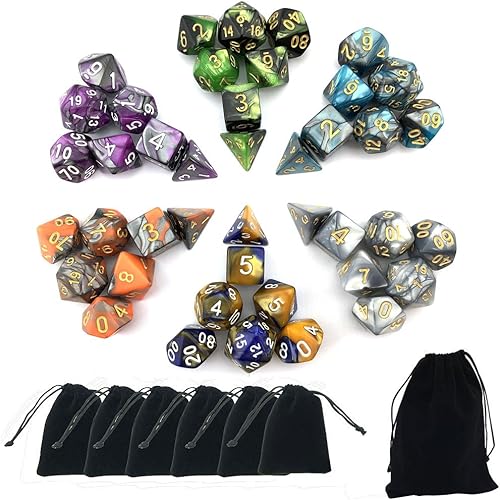 Vista 10 de SmartDealsPro Juego de dados poliédricos de doble color con bolsas para D&D DND RPG MTG Dragones y Mazmorras, juegos de mesa, juegos de rol, dados