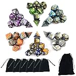 SmartDealsPro Double-Colors Polyhedral Dice Sets with Pouches for D&D DND RPG MTG Dungeon and Dragons Table Board Roll Playing Games D4 D6 D8 D10 D% D12 D20 (6-Color Sets)