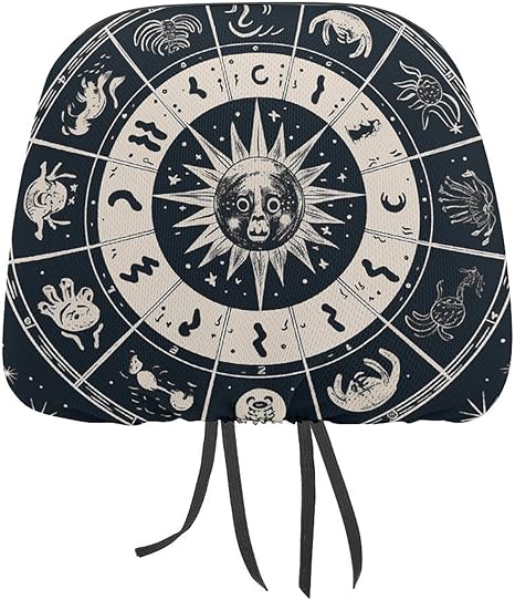 Astrological Sign 1 PCS Car Headrest Cover Universal Headrest Covers Soft Breathable Car Head Rest Covers Set Elastic Head Rest Protector Auto Seat Cover Vehicle Accessories for Cars, Truck, Suv, Van