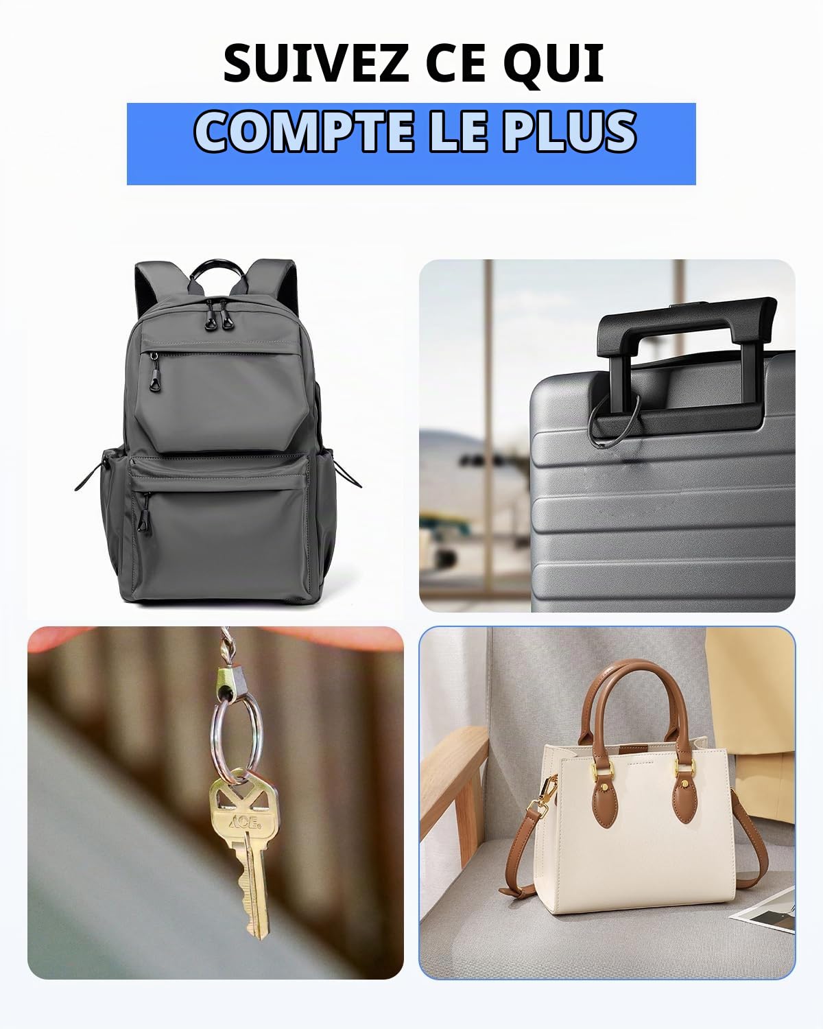 Lot de 4 Traceur Tag Android & iOS, Compatible avec Apple Find My et Google Find Hub, Tracker GPS Android & iOS avec Batterie remplaçable, pour Portefeuilles/Valises/Clés/Bagages (4 Noir)