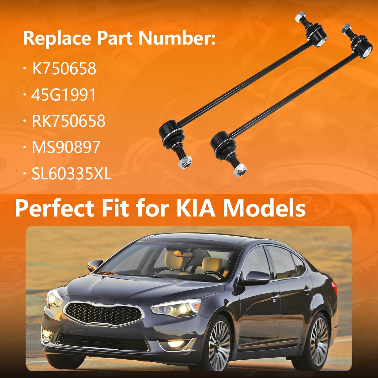 K750658 (Set of 2) Front Sway Stabilizer Bar End Link Kit Compatible for 2012-2015 Hyundai Sonata, 2012-2017 Azera, 2014-2016, K-ia Cadenza, 2012-2015 Optima
