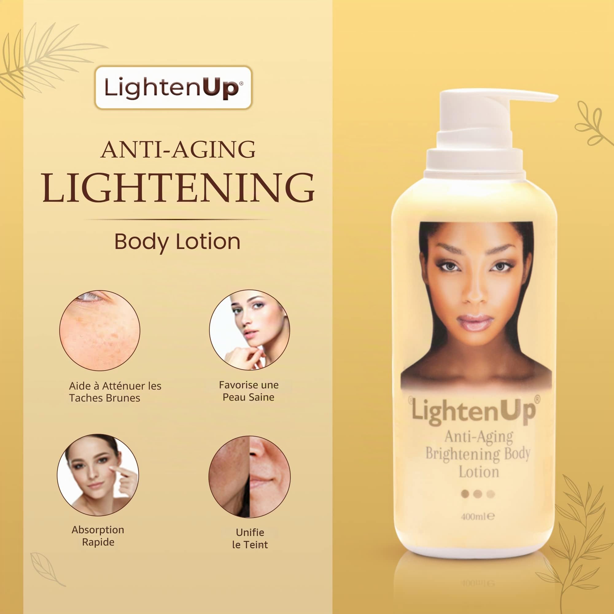 LightenUp Anti-Aging Body Lotion 400ml - Brightening Body Lotion with Argan Oil and Shea Butter