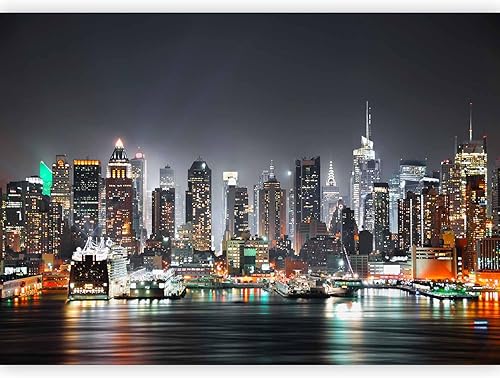 artgeist Mural de pared premium de la ciudad de Nueva York, 118 x 83 pulgadas, papel tapiz no tejido, decoración de pared de vellón, impresión