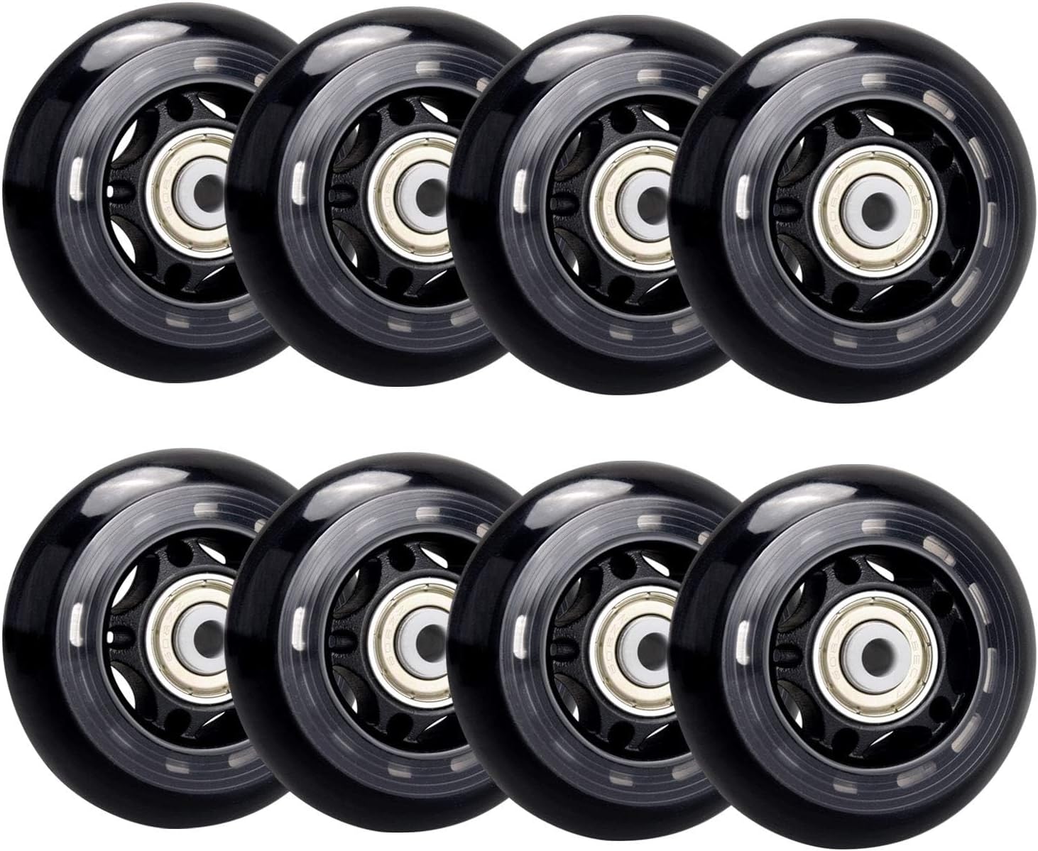 Inline Skate Replacement Wheels, 82-88A Indoor Skating Wheels with ABEC-7 Bearings, Luggage Wheels, Training Wheels for Scooter - Black