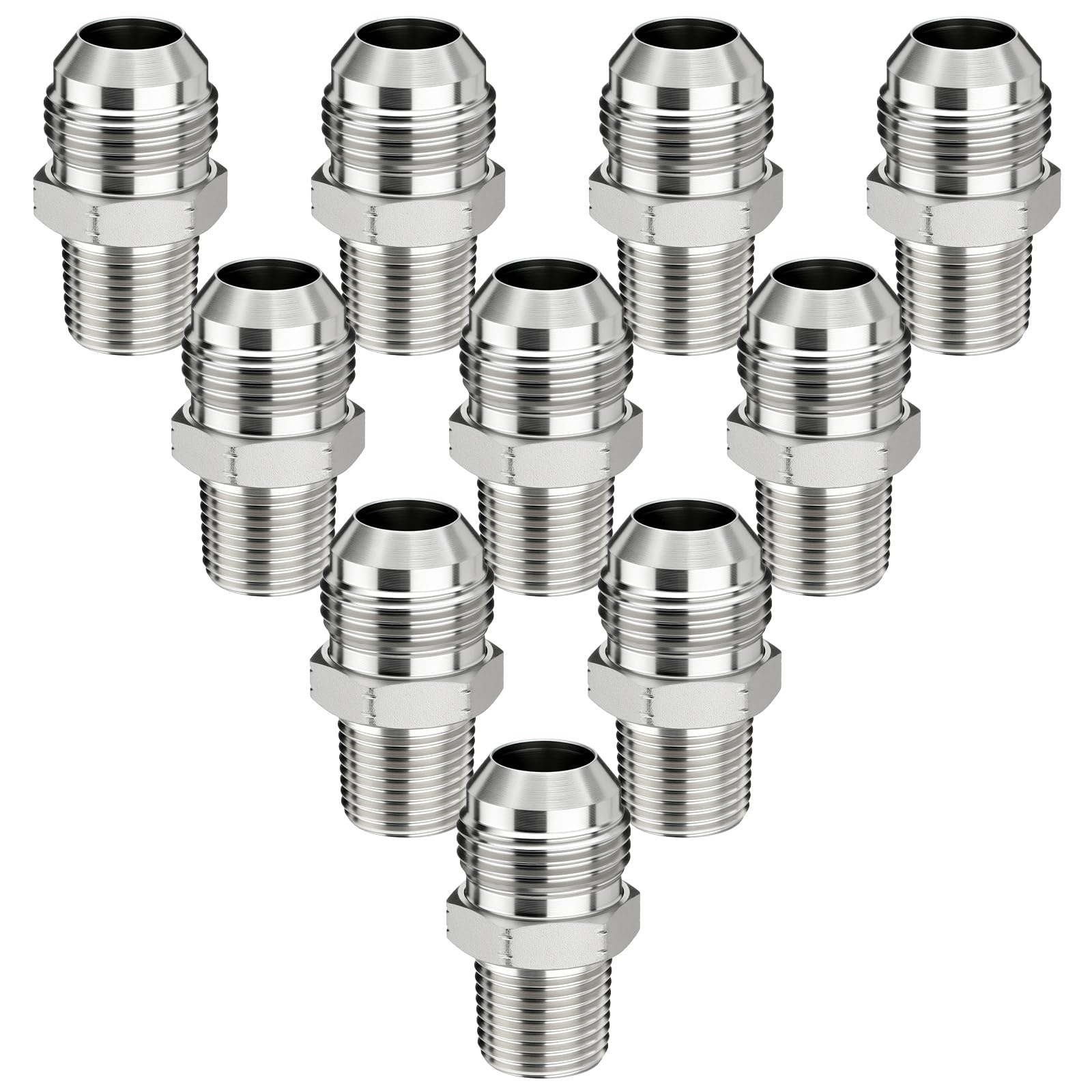 10PCS Hydraulic Adapter Fitting: 3/4" JIC 37° Male x 1/2" NPT Male