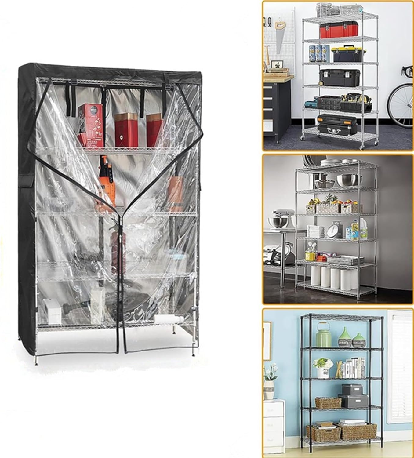 防水シェルフカバー、保管シェルフカバー | ジッパー付きラックプロテクター | ホームキッチンバスルームクローゼット用のジッパーの耐  パントリー用シェルフカバー、防塵ラックプロテクター、耐候性防錆シェルフ保護カバー キッチン バスルーム パントリー クローゼット ...