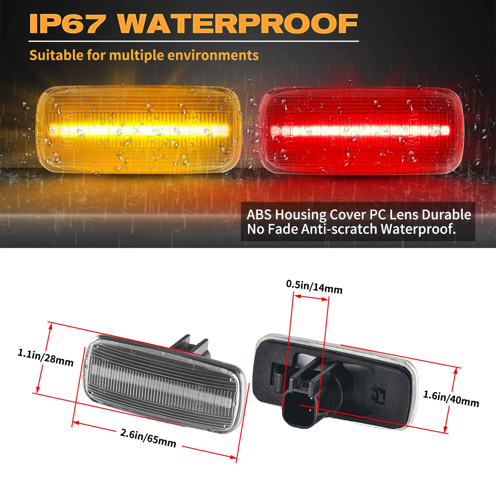 POPMOTORZ 4Pcs LED Fender Side Marker Light Rear Bed side marker Lamp Assembly Compatible for 2010-2017 Dodge RAM 1500 2500 3500 Front/Rear Double Wheel LED Side Marker Lamp Assembly Clear Lens