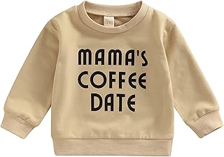 Aojekbee Baby,Clothing,Baby Boys 0-24m,Hoodies & Tracksuits,Hoodies Aojekbee Newborn Baby Sweatshirt MAMAS COFFEE DATE Letter Print Long Sleeve Round Neck Cute Hoodie Infants Boys Girls Pullover Tops