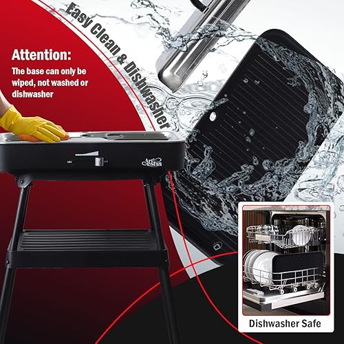 Miniatura 7 de Artestia Parrillas eléctricas para exteriores de 1800 W con tapa, parrilla sin humo para balcón con control de temperatura, parrilla portátil