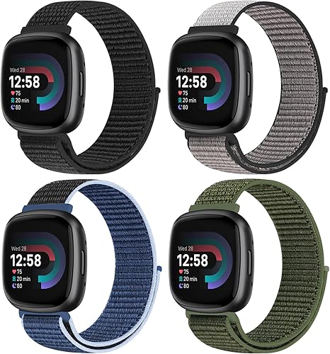 Correa deportiva compatible con Fitbit Versa 4, Fitbit Sense 2, Fitbit Versa 3, Fitbit Sense, para mujeres y hombres, correa de repuesto de nailon