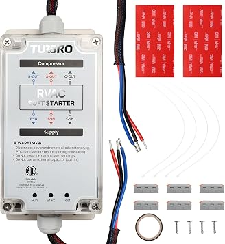 TURBRO RV AC Soft Start Kit for Smooth Startup, ETL certified, 6-Wire Installation, Protects Compressor and Other Appliances in Vehicles, 3 Indicator Lights, AC 100-240 V/60 Hz, S15 Plus