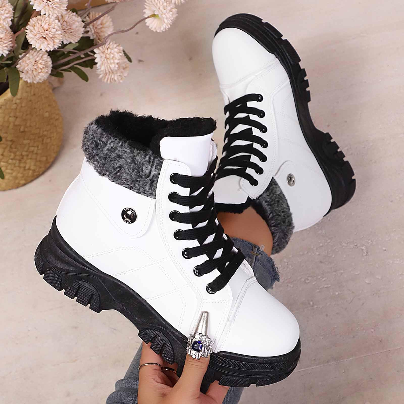 Bottes Femme Boots Fourrées Chaussure Ski Femme 40 Polaire Botas Durable Bottes Neige Hautes Baskets Fourrées Bottines Neige Mi Mollet Chaussures Hiver Bottine Chaude Caoutchouc De Imperméable