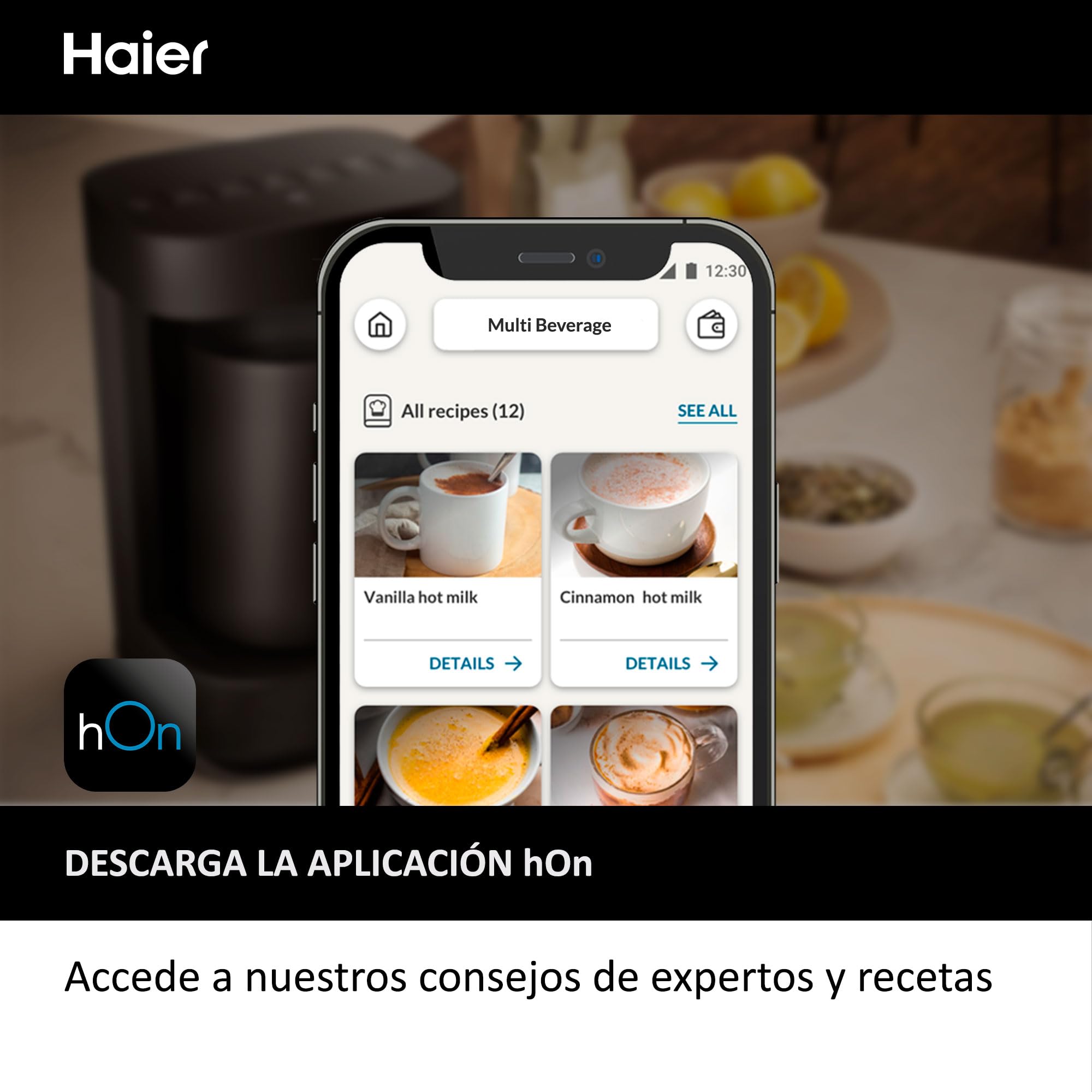 Haier Multi-Bebidas Calientes & Espumador, Programas Múltiples para Café, Chocolate Caliente, Té e Infusiones [I-Master Series 5]