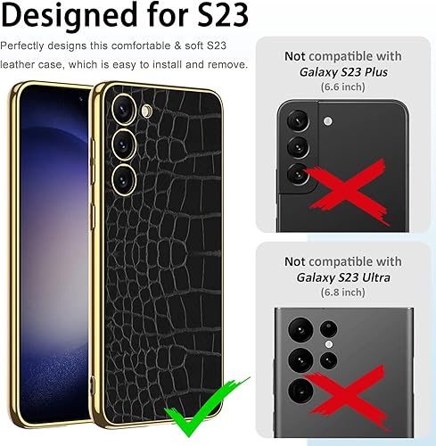 Miniatura 6 de Miimall Funda compatible con Samsung Galaxy S23, S23, funda de piel suave galvanizada + funda protectora de cuero de lujo resistente para Samsung