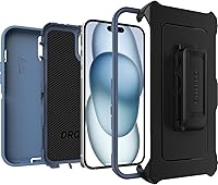 Vista 16 de OtterBox iPhone 15 Plus and iPhone 14 Plus Defender Series Case - Black, screenless, Rugged & Durable, with Port Protection, Includes Holster Clip