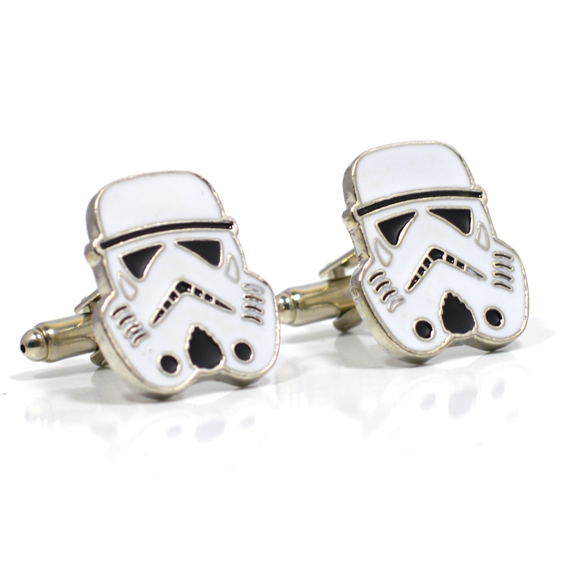 Beaux Bijoux Gemelos, accesorio para hombres, con diseño con forma de Stormtrooper de la película La Guerra de las Galaxias, color blanco y negro