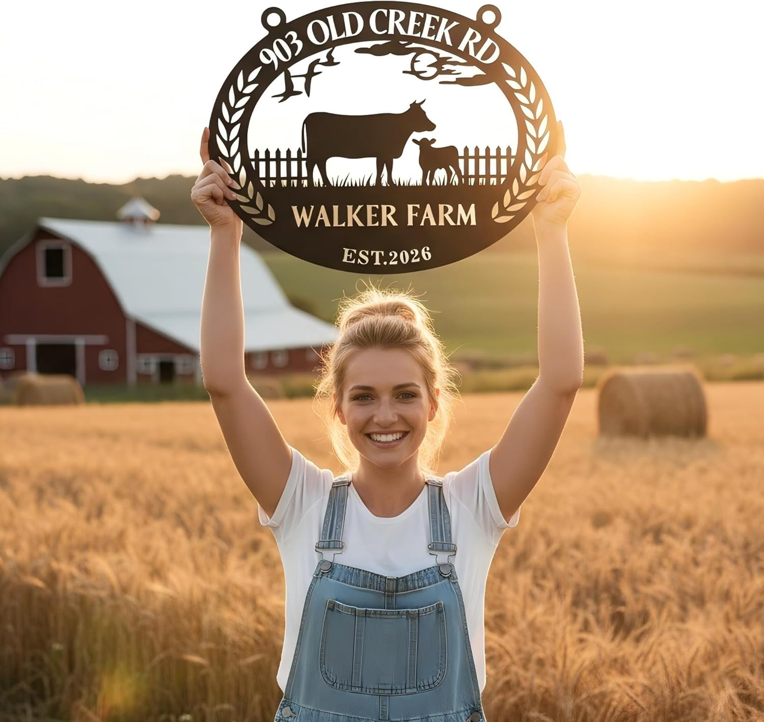 Personalized Metal Farm Sign - Custom Farmhouse Sign - Durable Stainless Steel Ranch Sign for Outdoor Use, Rust-Resistant & Weatherproof Farmhouse Decor, Entryway Sign, Stainless Gate Sign