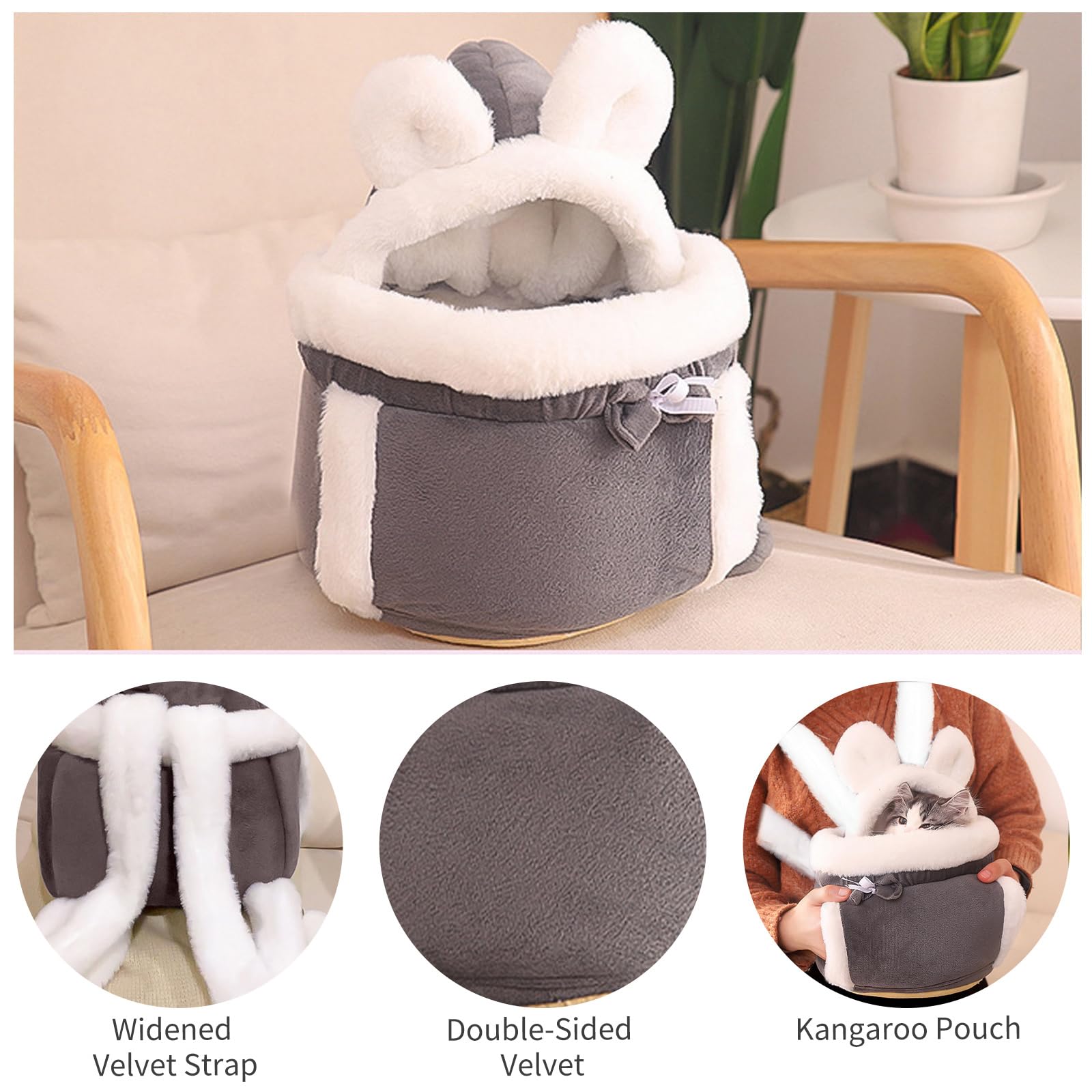 PETCUTE Sac à Dos de Transport pour Chat, Sac à Dos de Transport pour Petit Chien avec Doubles Poches,Sac à Dos de Voyage pour Chat,Sac de Transport Chaud et Respirant pour Animaux de Compagnie
