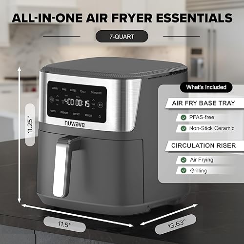 Miniatura 4 de Nuwave Brio Plus - Freidora de aire 6 en 1, gran capacidad de 7 cuartos de galón, control preciso de temperatura de 50 F a 400 F, antiadherente no