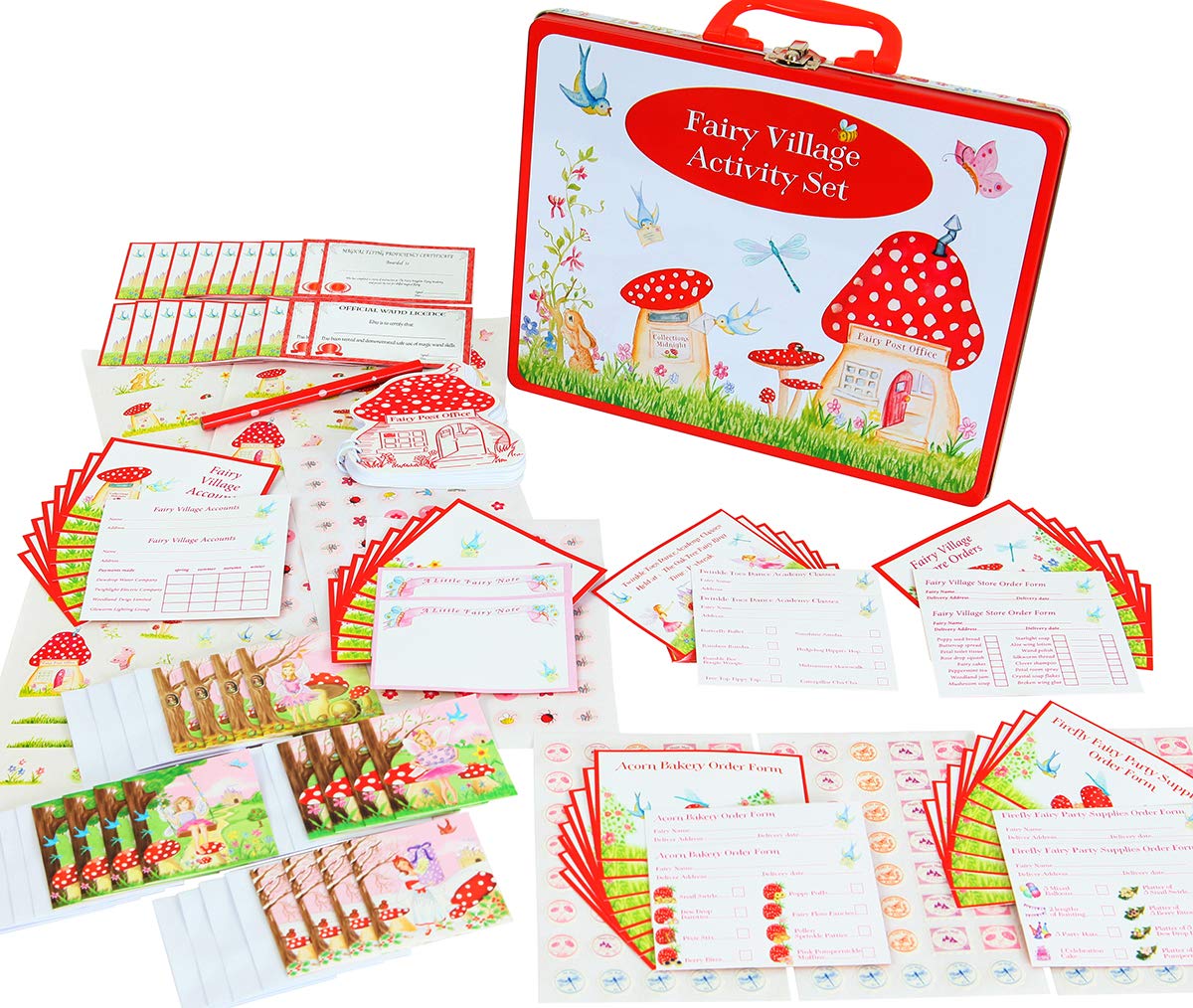 FRILLY LILY NEW FAIRY VILLAGE ACTIVITY SET CASE FROM, PACKED WITH FAIRY CARDS,FAIRY NOTES,FAIRY STICKERS.