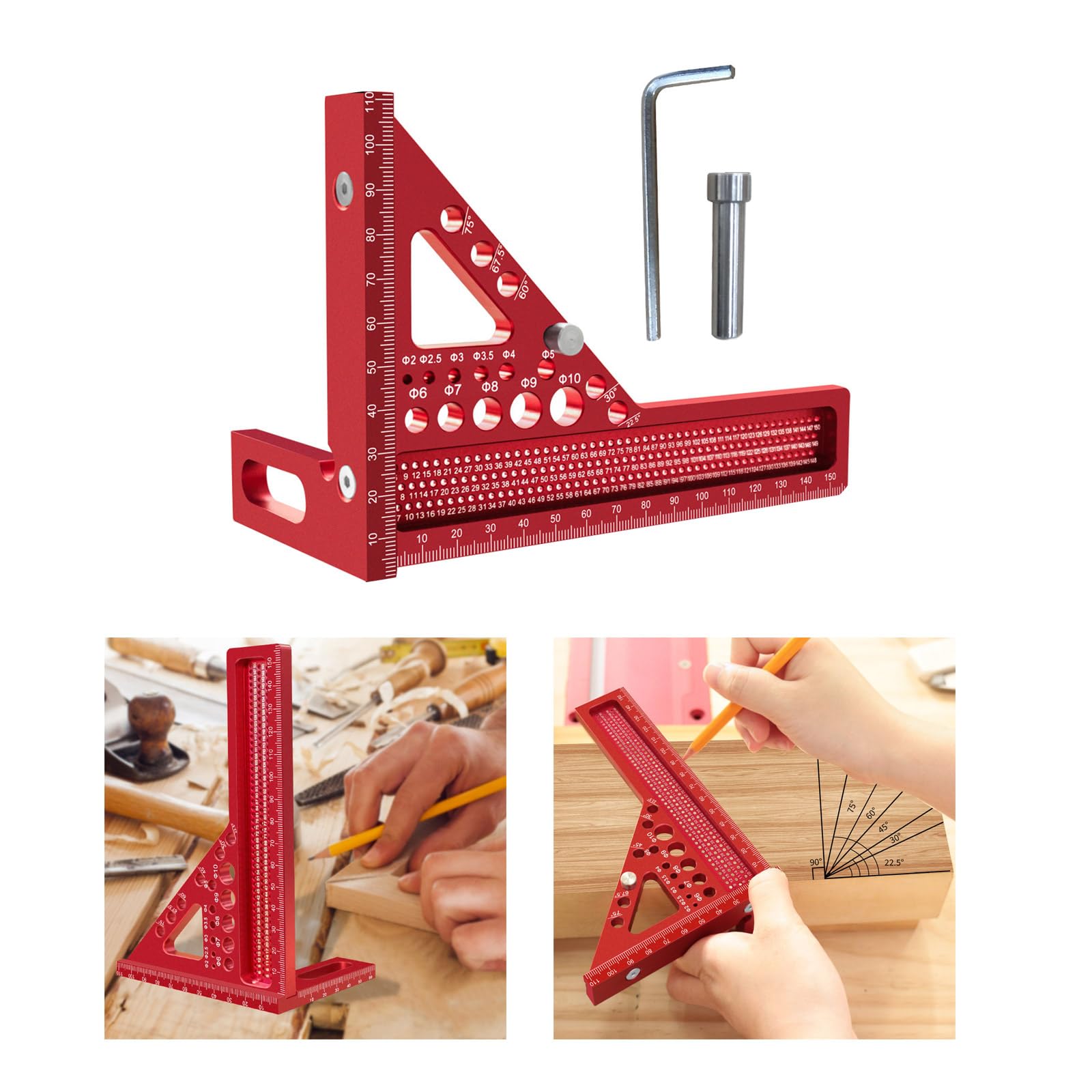 Multiple Protractors 3d Multi Angle Carpenter Square 3D Woodworking Square Protractor ...