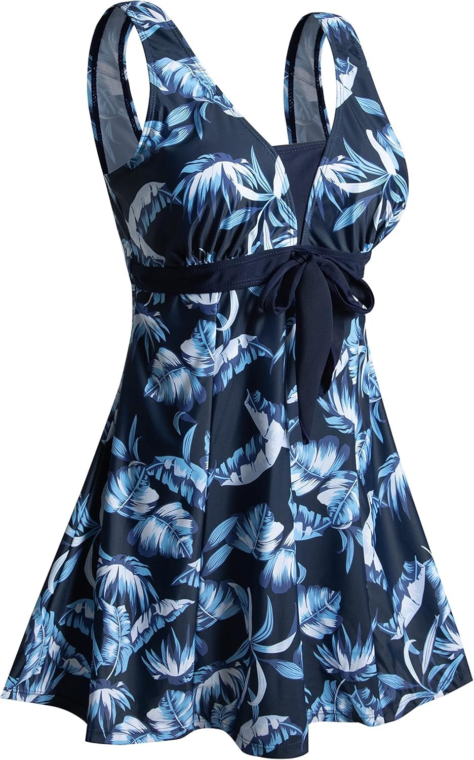 Ecupper Badpak voor dames, 1-delig, platte buik, elegant figuurvormend zwempak met push-upeffect, gevoerd, Roze bloem, S