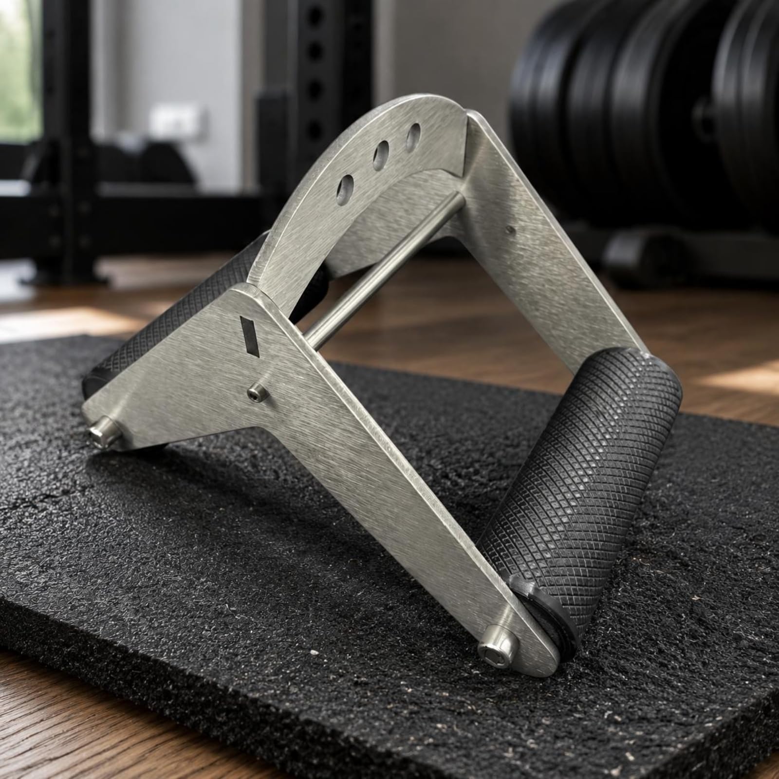 Dispositivo Allenamento Polso Strumento Rinforzo Presa Rotazioni Polso E Pronazione Struttura Acciaio Carico con Dischi 2in Adatto per Preparazione, Maniglia In Plastica Da 4 Cm