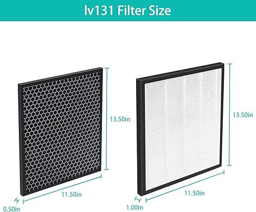 Miniatura 5 de Filtro de repuesto para purificador de aire LEVOIT LV-PUR131, 4 filtros y 4 filtros de carbón activado verdadero, precompatible con filtración de 3