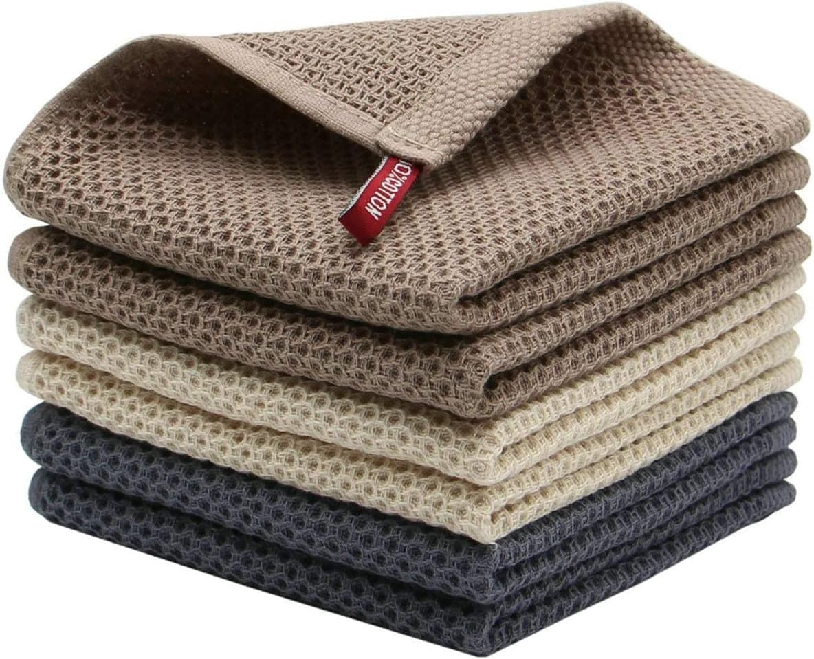 Ultra Soft 100% Cotton Waffle Dish Cloths – 4 Pack
