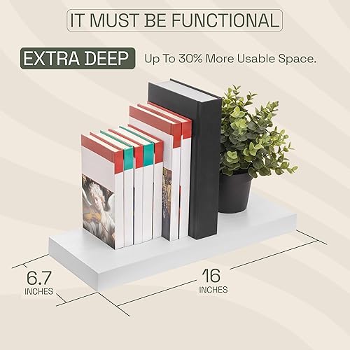 Miniatura 3 de Baobab - Juego de 2 estantes flotantes de madera para taller, diseño rústico hecho en Europa, estantes anchos de madera para la sala de estar, el