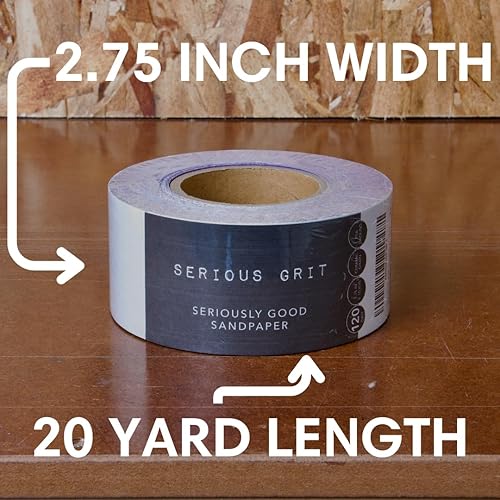 Miniatura 5 de Serious Grit - Rollo de papel de lija PSA de grano de cerámica de grano 120 - Rollo de lijado adhesivo de alta resistencia - Papel de lija continuo