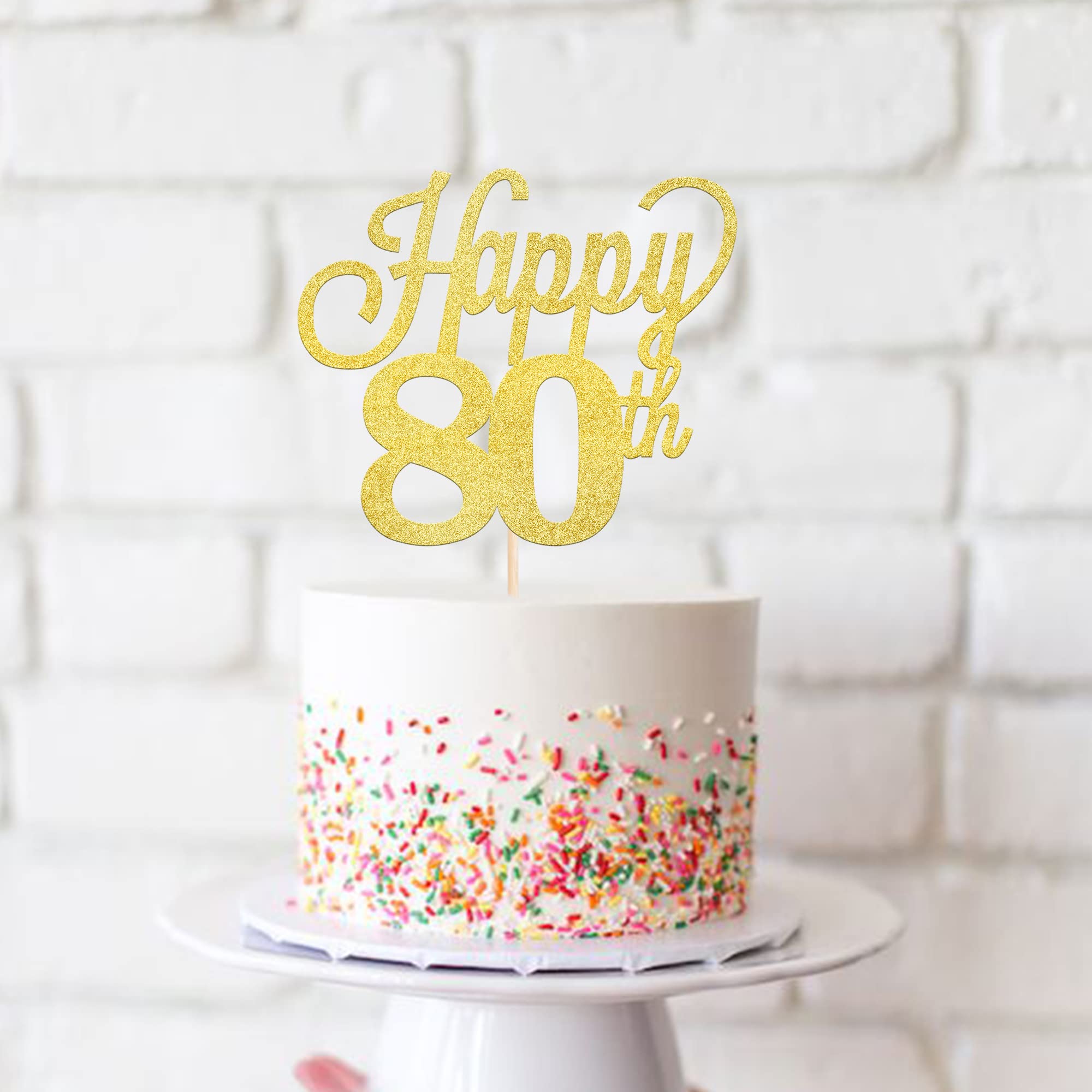 Happy 80th Cake Topper Schwarz-glitzernd – Nummer 80, 13x22,2 Cm, Aus Karton, Für Geburtstagskuchen & Desserts