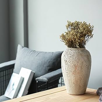 Amazon.co.jp: 花瓶 陶器 フラワーベース 22cm レトロ かわいい