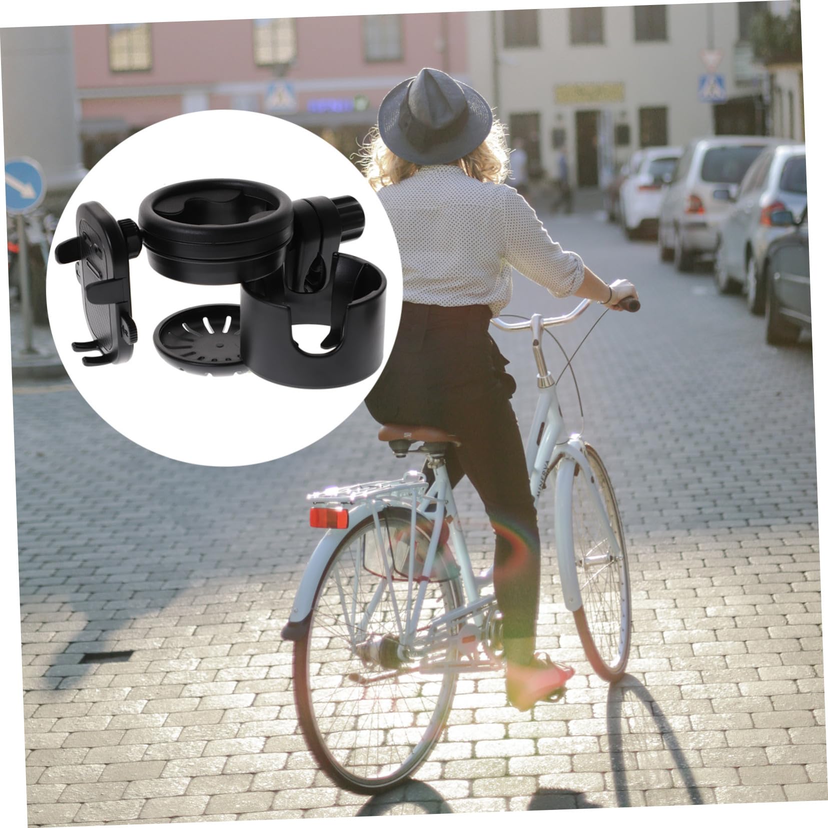 Portabevande Passeggino Nero con Porta Telefono Supporto per Bottiglia per Carrozzina Bicicletta Sedia Rotelle e Scooter Antiscivolo e Facile da Montare