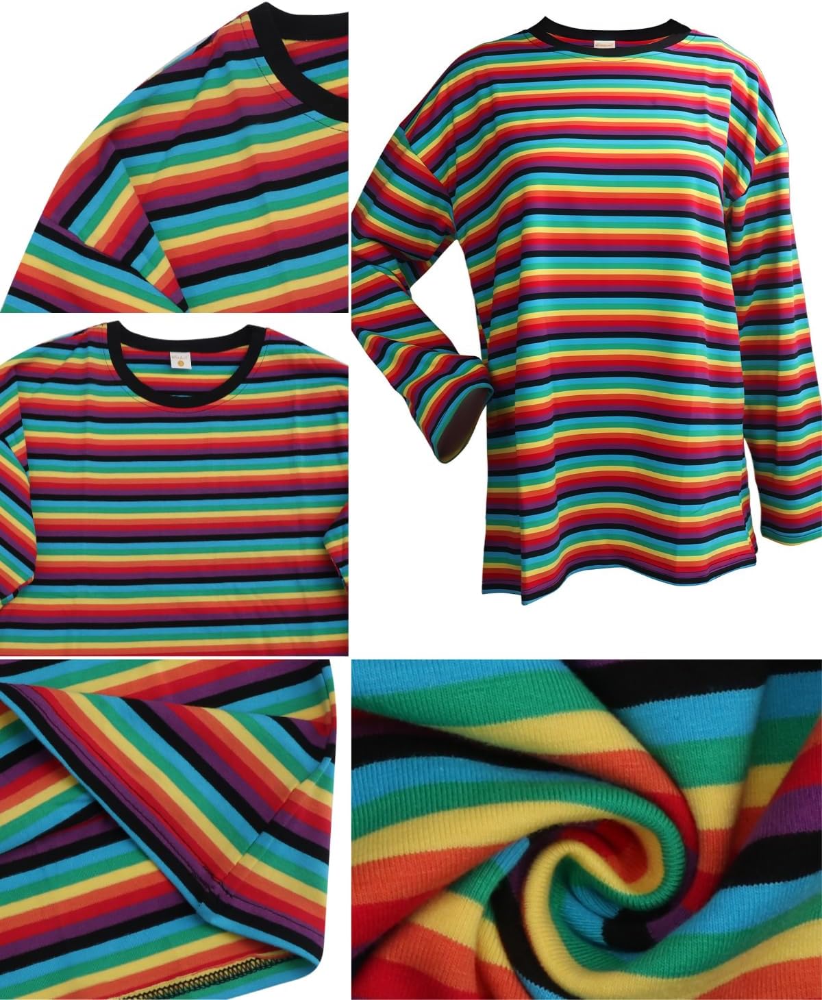 Women Girls Casual Oversized Striped T Shirt Long Sleeves Pullover Sweatshirt Tops - Image 6