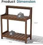 Domi Potting Benches for Outside, HDPE Garden Potting Table All Weather, Outdoor Potting Table with Storage for Patio, Backyard, Garden, Brown