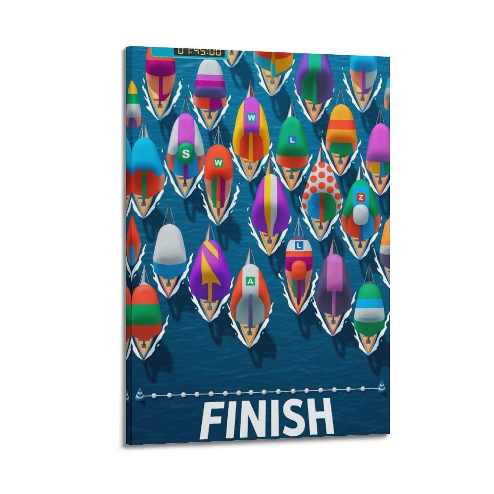 OLYHTR Sailing Race Poster Modern Decorative Canvas Prints - Ideal Wall Art for Family, Man Cave, Game Room, Boys & Girls Bedroom 24x36inch(60x90cm)
