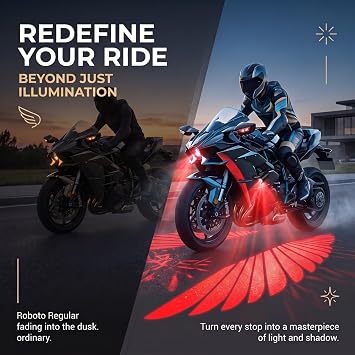 2 PCS Wing Motorcycle Projector Lights, Led Underglow Kit, Underbody Waterproof Ghost Shadow Lights, Universal for Most Motorcycles Electric Scooters (Red)
