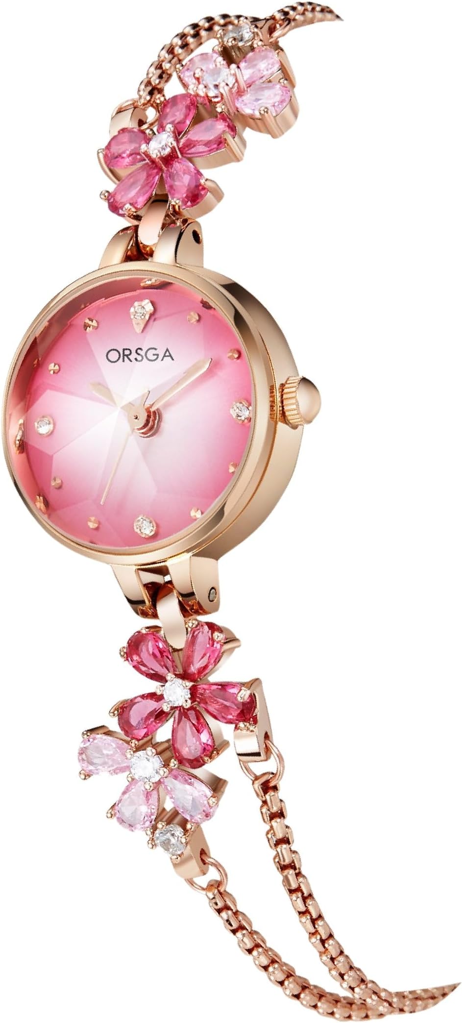 Fleur Bracelet Watch for Women Dial Flower Chain Watches Analog Ladies Latest Stylish Diamond Wrist Gift Anniversary Birthday