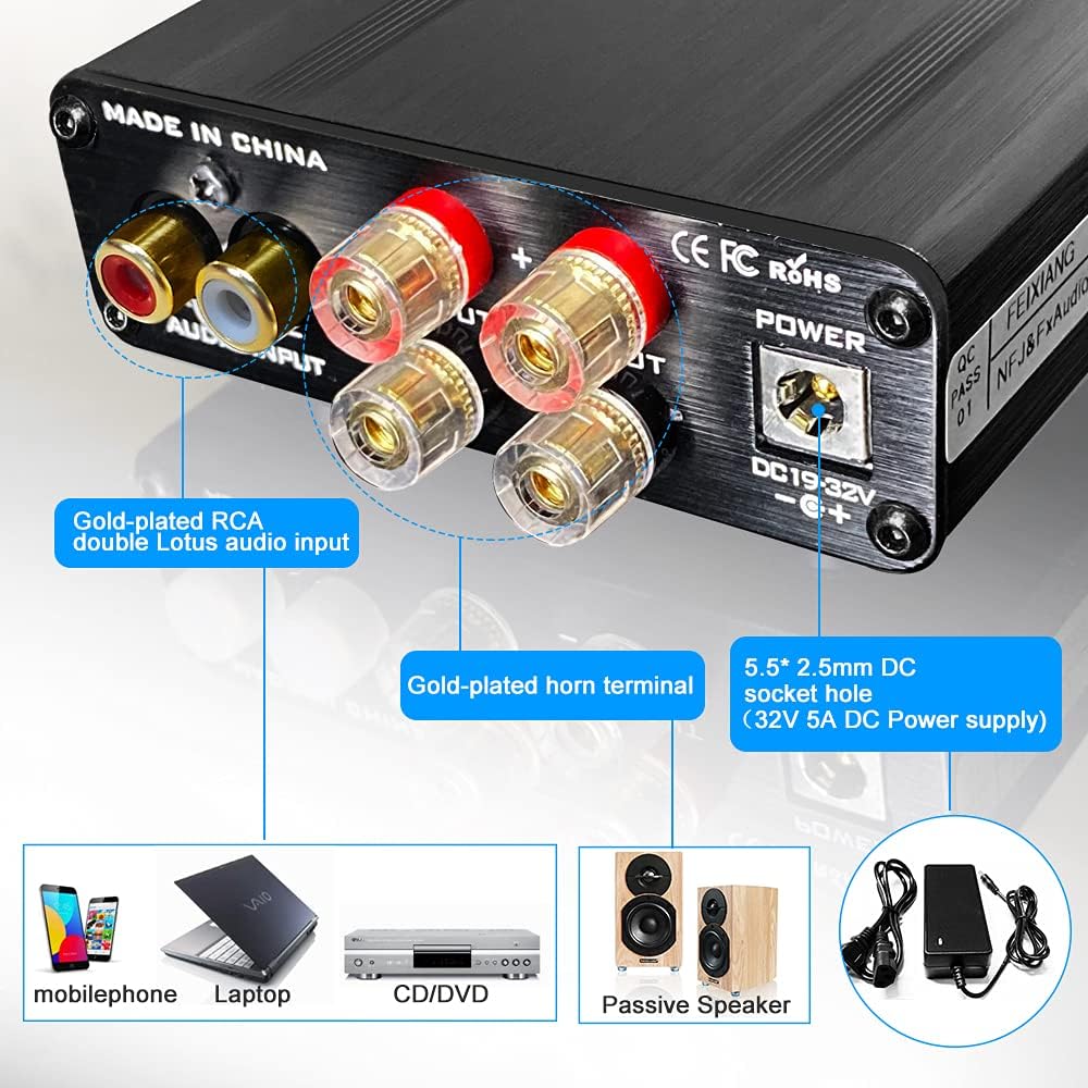 Bеѕt Cуbеr Mоndау 🔥 FX AUDIO Stereo Audio 2 Channel Amplifier 160W x2 TDA7498E Power Preamp Control TL082X2 NE5532X1 with DC Power Filter in Amplifier Mini Hi-Fi Class D Amplifier for Home Passive Speakers (Silver)